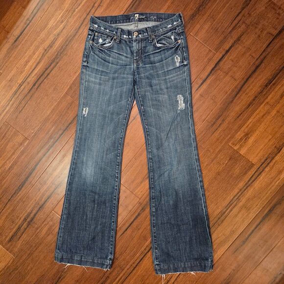 7 For All Mankind Dojo Jean Wide Leg Women's Size 26 Distressed Grunge 7FAM - Picture 1 of 11